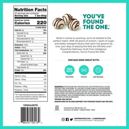 ONE Protein Bar, White Chocolate Truffle, 20g Protein, 12 Count