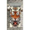 thumbnail image 3 of Ambesonne Tiger Quilted Bedspread Set 2 Pcs, Ready to Attack in Jungle, Twin Size, Orange Black, 3 of 3