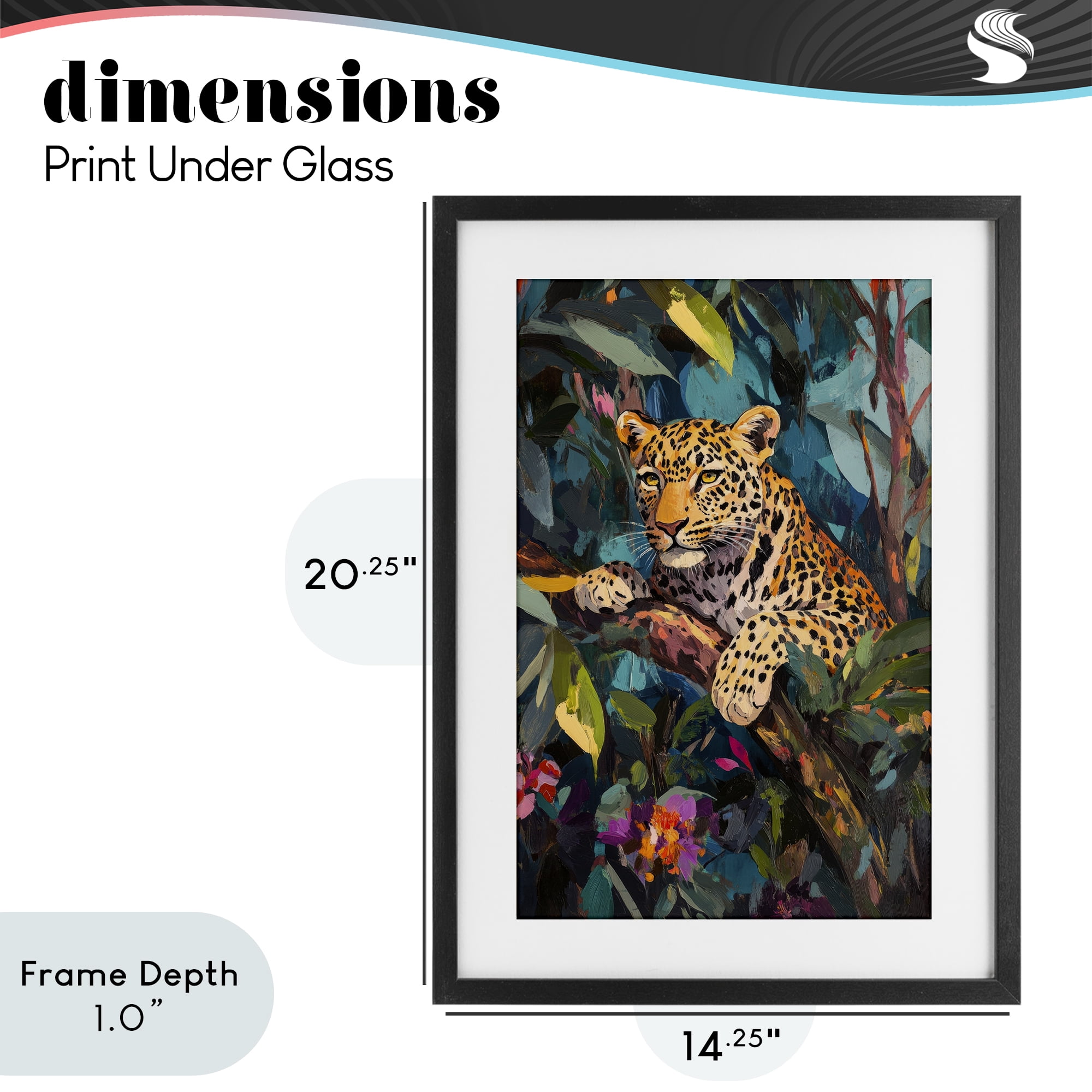 Stupell Industries One The Wild Side Leopard Black Framed Print Under Glass, design by Petal Prints Design