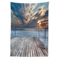 thumbnail image 3 of Ambesonne Scenery Tablecloth Rectangular Table Cover, Sea View Terrace Sunset, 60"x84", Pale Brown Sky Blue, 3 of 4