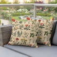 thumbnail image 2 of 2 Pack Outdoor Waterproof Throw Pillow Covers,Vintage Rose Flower Leaf Herb Decorative Square Patio Pillowcases for Chair Couch Sofa 16x16in, 2 of 9