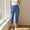 Blue, variant on Capri Jeans for Women Skinny High Waisted Pull On Elastic Waist Knit Jeggings Comfy Stretchy Denim Capris Pants Blue XL(XL)