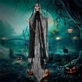 thumbnail image 6 of Halloween Hanging Ghost Decoration Flowing Robe Shackled Skeleton Prop Outdoor Yard Decor Scary Haunted House Party Ornament Spooky Lawn Grim Festival Display , D, 6 of 6