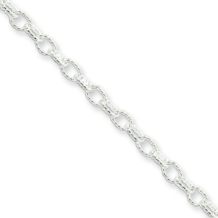 3.5mm, Sterling Silver Fancy Hollow Cable Chain Bracelet, 7 Inch