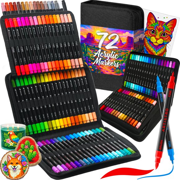 ARTISTRO Set de 72 marcadores de pintura acrílica de doble punta