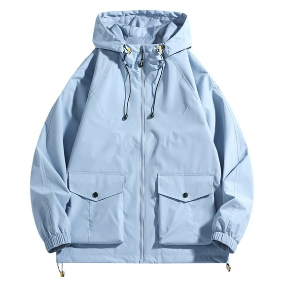Men's Casual Techwear Jacket Windbreaker Korean Streetwear Hop Color Block Lightweight Outerwear
