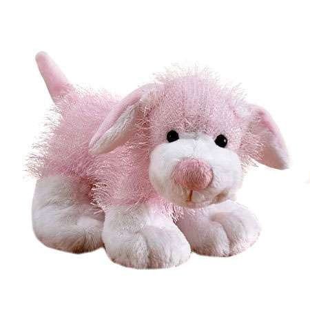 stuffed pink dog