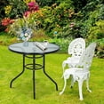 thumbnail image 6 of NiamVelo 32" Patio Table with Umbrella Hole, Round Glass Patio Table, Outdoor Bistro Dining Tables for Outside, Garden, Balcony,Patio, 6 of 11