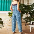thumbnail image 4 of Women Linen Overalls Summer Casual Floral Printed Loose Fit Jumpsuits Boho Wide Leg Rompers Pants with Pockets Blue XL, 4 of 6