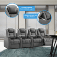 thumbnail image 2 of Weilianda Home Theater Seating Top Grain Nappa Leather Recliner Chair Dual Power Movie Gaming Sofa Electric Headrest with Tray Table Type-C USB Charge Cup Holders (Row of 4), 2 of 8