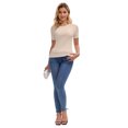 thumbnail image 7 of Fall Clothes Ladies Crew Neck Ribbed Long Sleeve Tunics Slim Fit Top Casual Essential Tshirt, 7 of 7