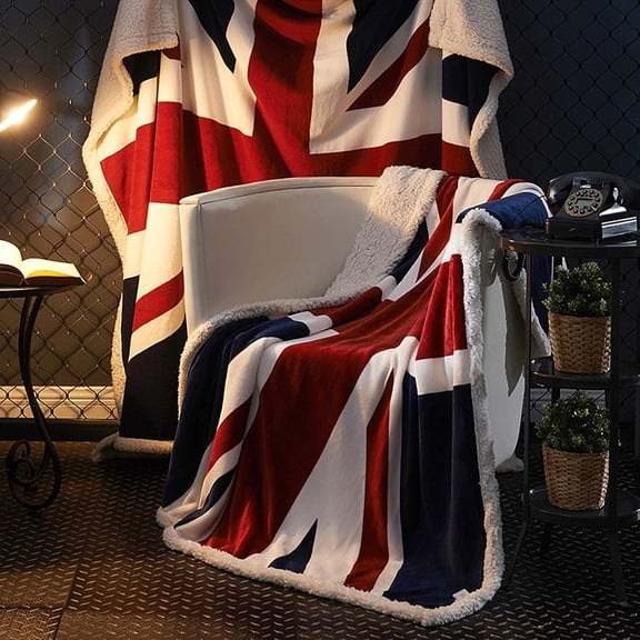 Sherpa Throw 50'' x 60'' American Flag Fleece Blanket Super Soft Reversible Ultra Plush Blanket for Kids, Toddler, Infant