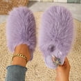 thumbnail image 2 of SAWOBUUN Womens Closed Toe Fuzzy Slippers Cozy Warm Fluffy Faux Fur House Slippers Winter Indoor Plush Scuff Slippers, 2 of 5