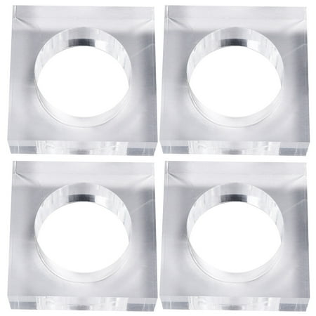 

HOMEMAXS 4pcs Acrylic Square Napkin Rings Decorative Napkin Holders for Wedding Banquet Party Dinner Table Decoration (Transparent )