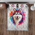 thumbnail image 4 of Watercolor Drip Siberian Husky Pop Art Colorful Portrait Artwork Quilt Bedding Set Husky Dog Lover Gifts 1 Blanket Bed Cover 2 Pillowcases - 01009, 4 of 5