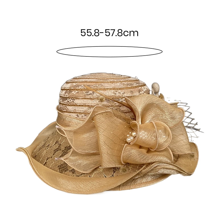Xinwanna Women Fisherman Hat Organza Lace Bow Faux Pearl  display picture 2