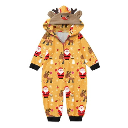 

Baby Jumpsuit For Christmas Family Family Valentines Day Pajamas Matching Pajamas Cute Big Headed Deer Print Pjs Plaid Long Sleeve Romper Soft Casusal Holiday