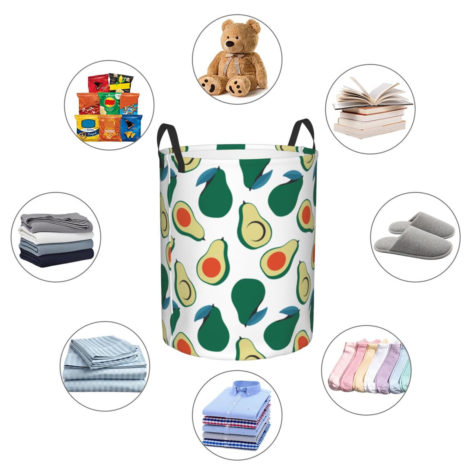 Large Laundry Basket with Handles - Cute Pine Green Avocado Kids Baby Dirty Clothes Laundry Hamper for Bedroom Aesthetic