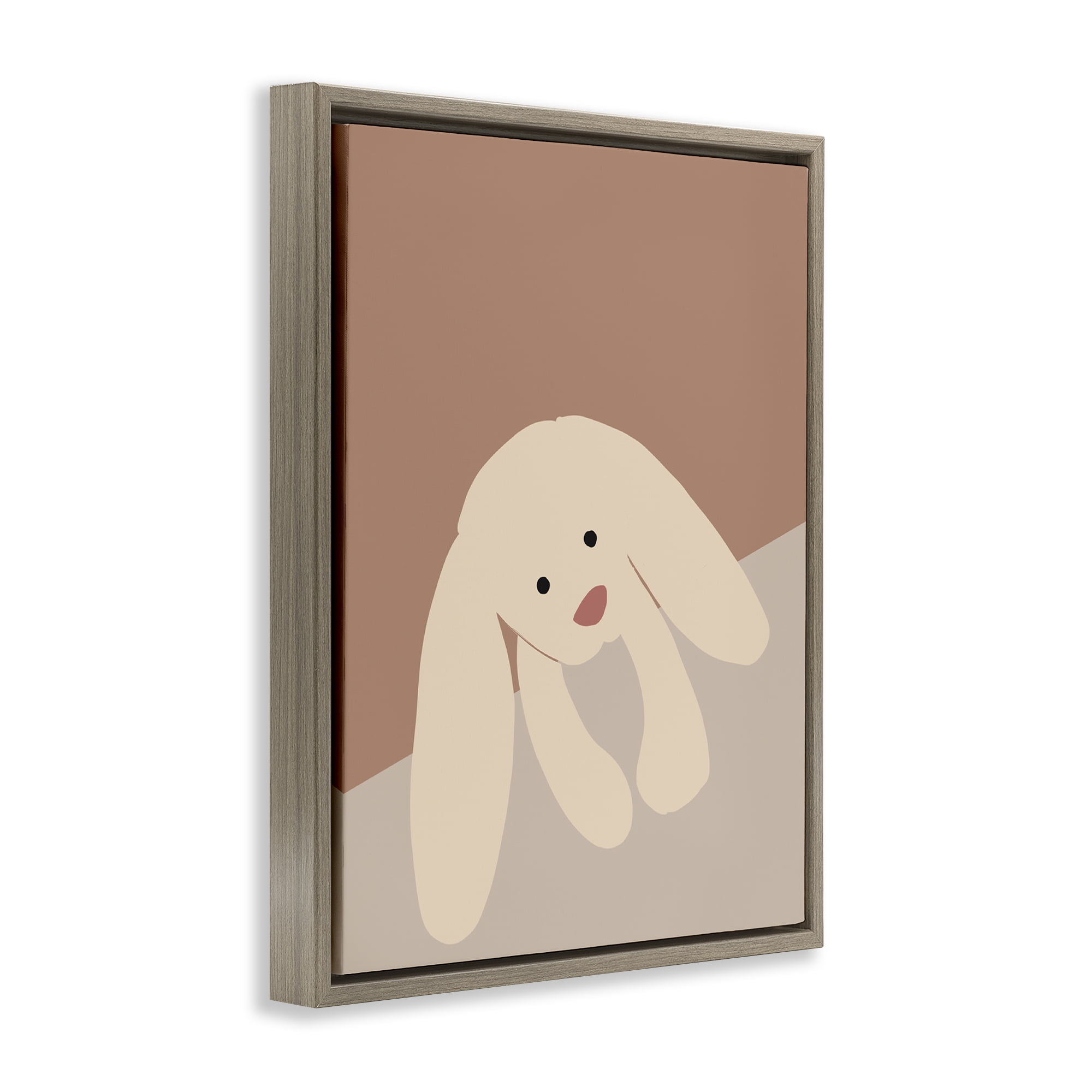 Stupell Industries Simple Floppy Bunny Animals & Insects Painting Brown Floater Framed Art Print Wall Art, 25 x 31