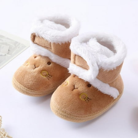 

Wuffmeow Baby Fleece Boots Cartoon Plus Velvet Cotton Shoes Newborn Soft Sole First Walker