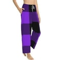 thumbnail image 2 of Bingfone Pajamas For Women,Purple Buffalo Plaid Pajama Pants With Pockets-Medium, 2 of 9