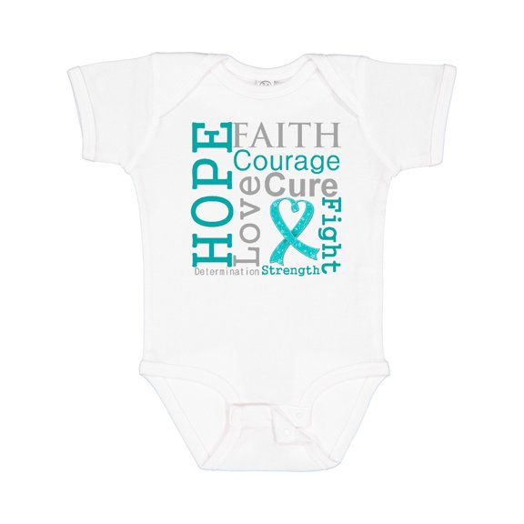 Inktastic Ovarian Cancer Hope Faith Motto Boys or Girls Baby Bodysuit