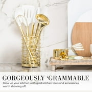 Styled Settings White & Gold Silicone Cooking Utensils Set with Holder