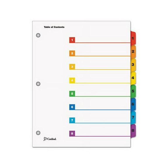 OneStep Printable Table of Contents and Dividers 8-Tab, 1 to 8, 11 x 8.5, White, 1 Set