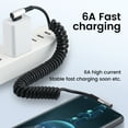 thumbnail image 4 of Cable USB C a tipo C con resorte PD 6A, carga ultrarrápida, cable de datos, cargador de coche tipo C dual para iPhone 15, Pro y Samsung, 4 of 5