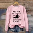 thumbnail image 2 of Halloween Sweatshirt BWASD Witch Graphic Plus Size Crewneck Sweatshirt for Women I Can Drive A Stick Print Long Sleeve Loose Pullover Top Halloween Party Outfit |Pink,2XL, 2 of 4