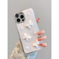 3D Bow Pearl Glitter Powder Phone Case For iPhone 15 13 12 14 11 Pro