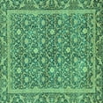 thumbnail image 1 of Ahgly Company Machine Washable Indoor Square Abstract Turquoise Blue Modern Area Rugs, 7' Square, 1 of 4