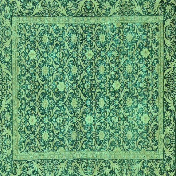 Ahgly Company Machine Washable Indoor Square Abstract Turquoise Blue Modern Area Rugs, 7' Square