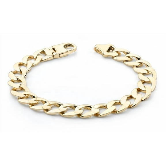 Men's Handmade 10.5mm Curb Link Bracelet 14K Gold