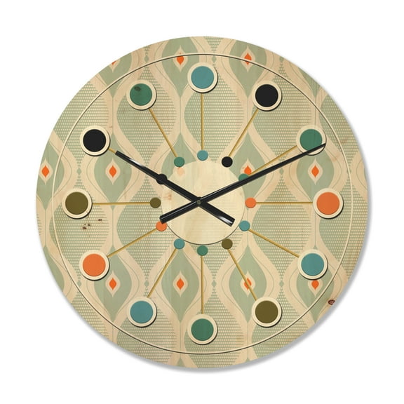 Designart 'Abstract Retro Drops VII' Mid-Century Modern Wood Wall Clock