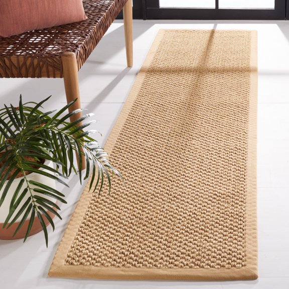 Safavieh Natural Fiber Charlene Bordered Runner Rug, Maize, 2' x 10'