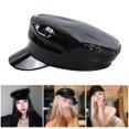 thumbnail image 2 of Handmade Unisex Dark Beret Painter Hat for Unisex Beret Cabbie Hat for Outdoor Leisure PU Hat Photo Props, 2 of 4