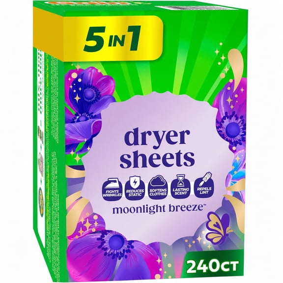 240-Count Laundry Dryer Sheets in Moonlight Breeze Scent for Static