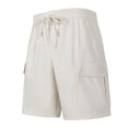 thumbnail image 3 of CONZONE Mens Cargo Shorts Elastic Waist Drawstring Summer Shorts for Men Solid Color Lightweight Loose Fit Outdoor Shorts With Pockets, 3 of 5