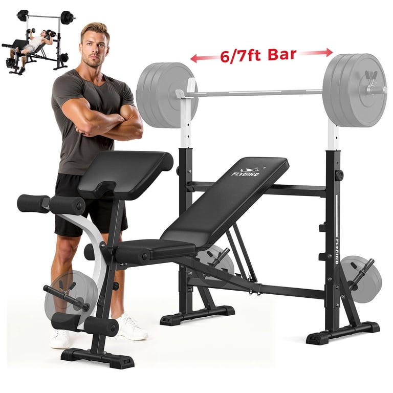 Flybird Olympic Weight Bench with Rack, Preacher Curl & Leg Developer photo 1