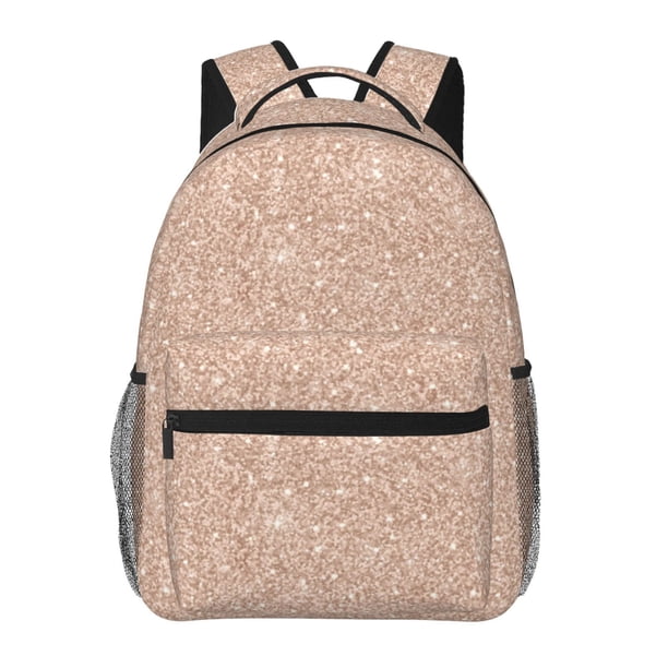 Fotbe Beige Sparkling Glitter Mochila Casual con Estampado para Escuela, Viajes y Actividades al Aire Libre - Duradera, Ligera y Cómoda