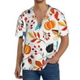 thumbnail image 3 of KLL Autumn Pumpkins Fall Leaves Print Men's Shirt Short Sleeve Button Down Summer Cuba Beach Shirts- Medium, 3 of 7