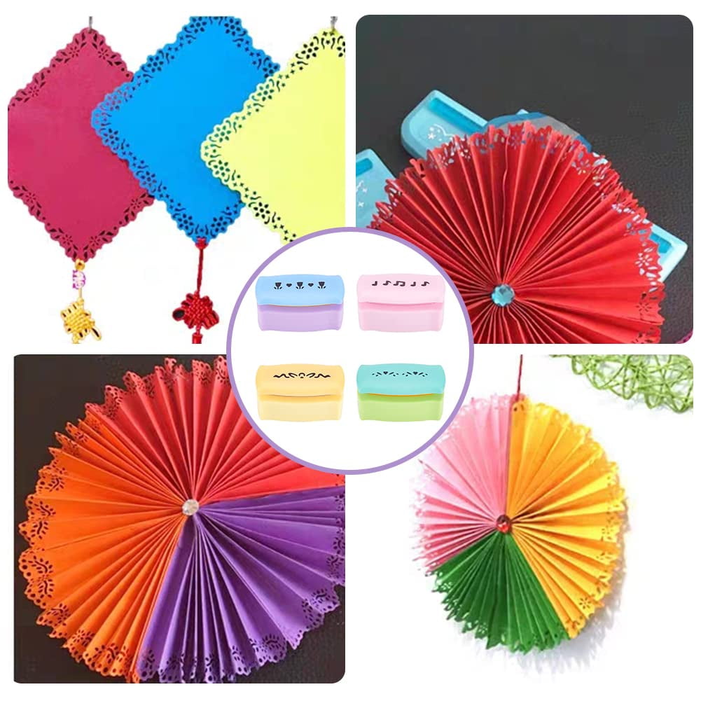 4 Styles Paper Punch Border Craft Fancy Punches Music Note & Flower & Heart Border Punch Embossing Paper Punch Handmade DIY Paper Cutter