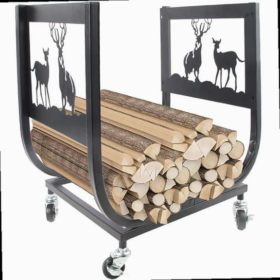 Firewood Rack Outdoor with Pulleys for Easy Mobility 15 7 Inch L Firewood Rack Indoor Waterproof and Rustproof Indoor and Outdoor Firewood Rack