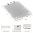 thumbnail image 3 of Clipboard with Storage, 8.5 x 11 Organization Box with Pen Holder and A4 Legal Paper Folder, Folio & Side-Opening, Low Profile Clip,for Nurses,Teachers, Size 14 x 9.6 x 1.2 in,Translucent, 3 of 14