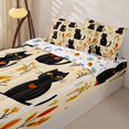 thumbnail image 3 of Manfei Spooky Animal Black Cat Heart Zipper Full Size Comforter Sets with Fitted Sheet and 2 Pillowcases, Halloween Cute Flower Leaves Zipper Bedding Set, Orange Yellow Beige,Reversible,4-Piece, 3 of 6