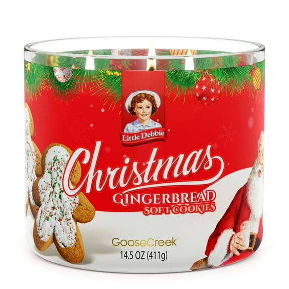 Goose Creek 3-Wick Little Debbie Christmas Gingerbread Cookies Scented Jar Candle, 14.5oz.