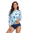 thumbnail image 3 of Women Two Piece Tankini Set Swimsuit Swimwear Long Sleeve Tops With Swim Bottoms Loose Fit Beachwear Swimming Costumes Bathing Suit, 3 of 7