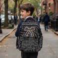 thumbnail image 5 of Bulopur Black Leopard Bow Kids Backpack for Girls, Stylish School Bag Lightweight Multi-Pocket Book Bag 17 Inch for School, 5 of 7