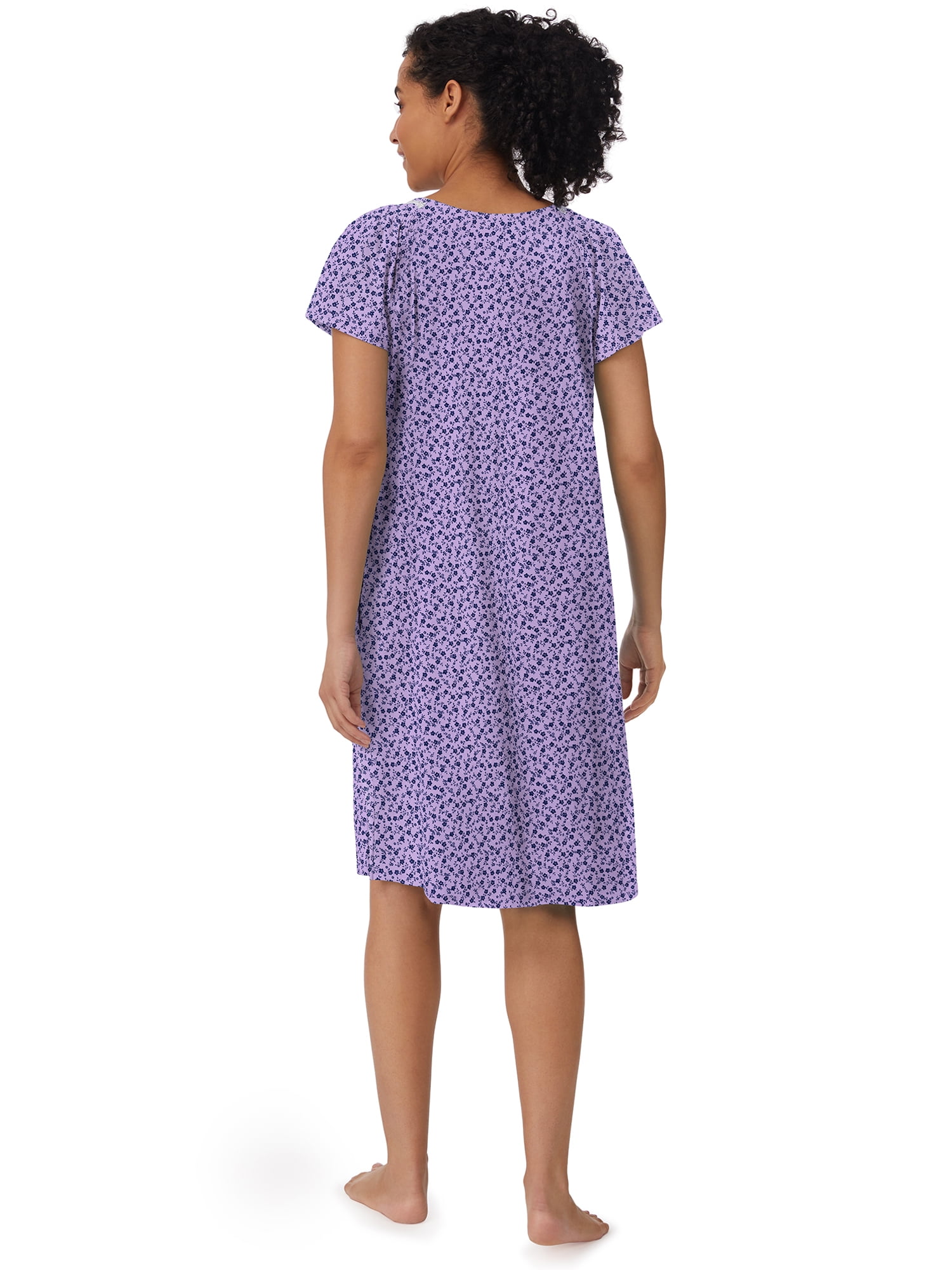 Aria Women's 100% Cotton Raglan Sleeve Smocked Neck 40" Sleepwear Gown, Sizes XS-5X